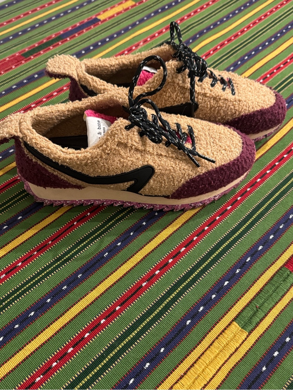 rag & bone Retro Runner Shearling Sneakers Camel Size 8 (EU 38) - Picture 7 of 16